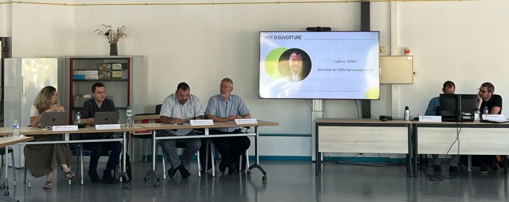 PLAPIMA une plateforme d’excellence pour transformer la formation en agroéquipement de gauche à droite :Ludovic Deret, Michael Matlosz, Pierre Duverneix, Caroline Beauchet, Cyril Bai et Olivier Imbert